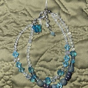 Elegant Blue and Silver Beaded Bracelet